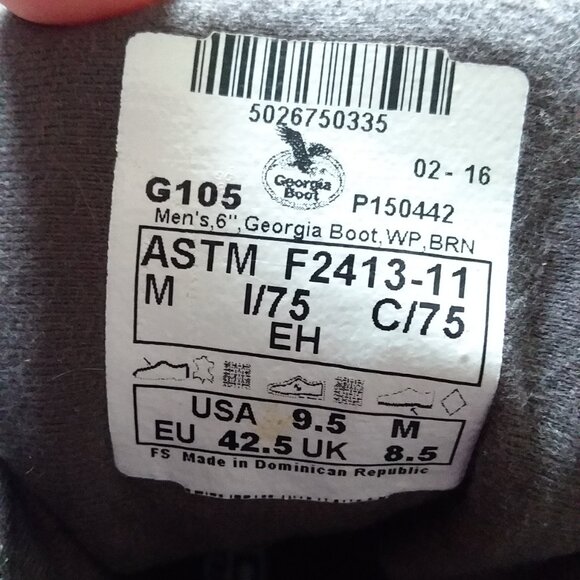 Georgia Boots Mens 9.5M Work Boot
